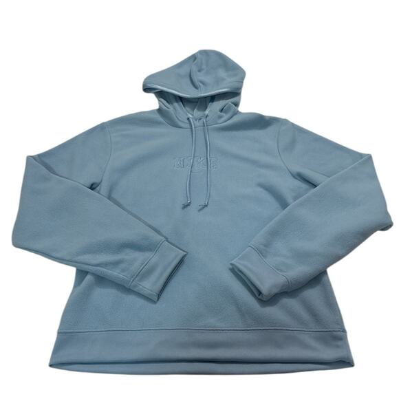 Nike Vintage 90s Womens Medium Pullover Logo Hoodie Drawstring Blue Cozy Sweater - Picture 1 of 7